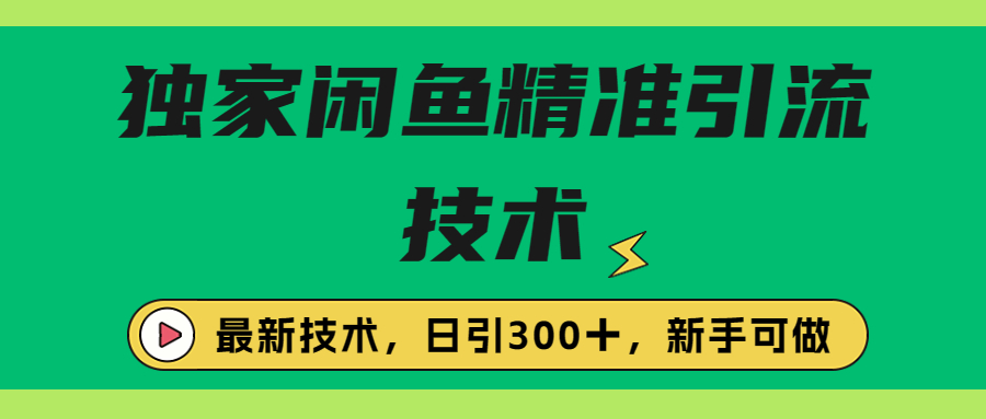 独家闲鱼引流技术，日引300＋实战玩法-虎哥说创业