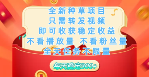 全新种草项目，每日只需转发视频，即可收获稳定收益，不看播放量、不看粉丝量、不看真实实名、全天随时做任务，一个任务2分钟完成，每天稳定300+-虎哥说创业