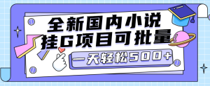 全新国内小说挂G项目，多窗口无脑跑，一天轻松1k+，特别省心-虎哥说创业