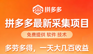 拼多多 最新采集项目 软件免费送 零门槛上手 一天几百不是梦-虎哥说创业