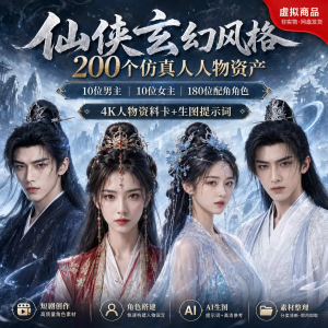 200个仙侠玄幻人物素材ai漫剧人物资产仿真人提示词 -虎哥说创业