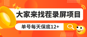 大家来找茬录屏项目,单号每天保底12+,多号翻倍-虎哥说创业