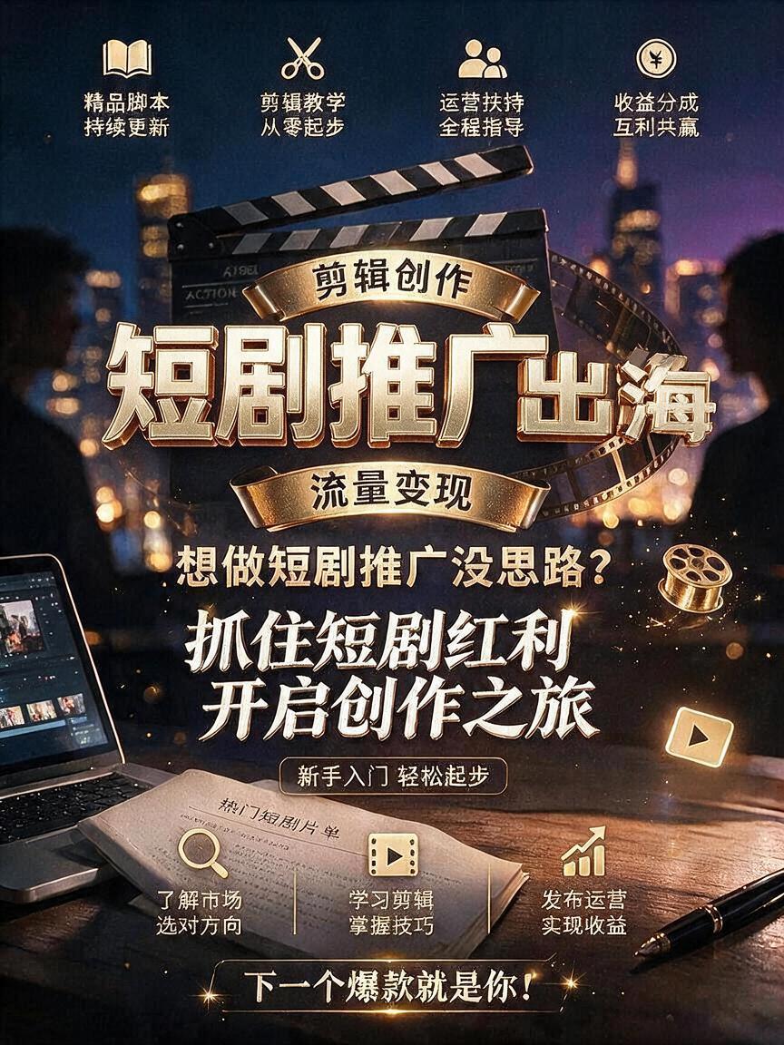做短剧出海项目日赚300+只需要拿出1-2个小时，适合宝妈、毕业学生、工作室矩阵来做-虎哥说创业