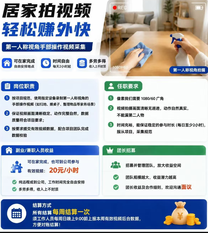 图片[1]-居家拍视频 苹果手动采集项目 第一人称视角手部操作视频采集 一天收入轻松百元起-虎哥说创业