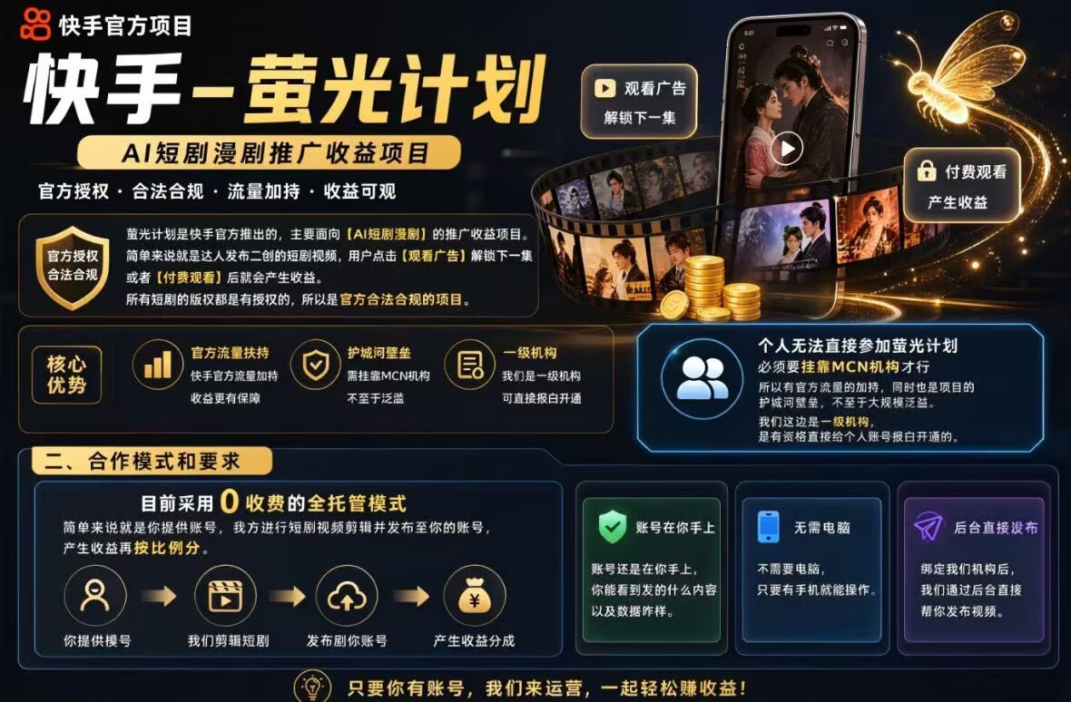 快手云端短剧自动上号系统,目前新出托管模式 不用自己费时费力去批量矩阵 只需提供账号躺着赚取收益月入过万-虎哥说创业